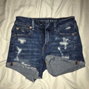 American Eagle high wasted denim shorts light blue